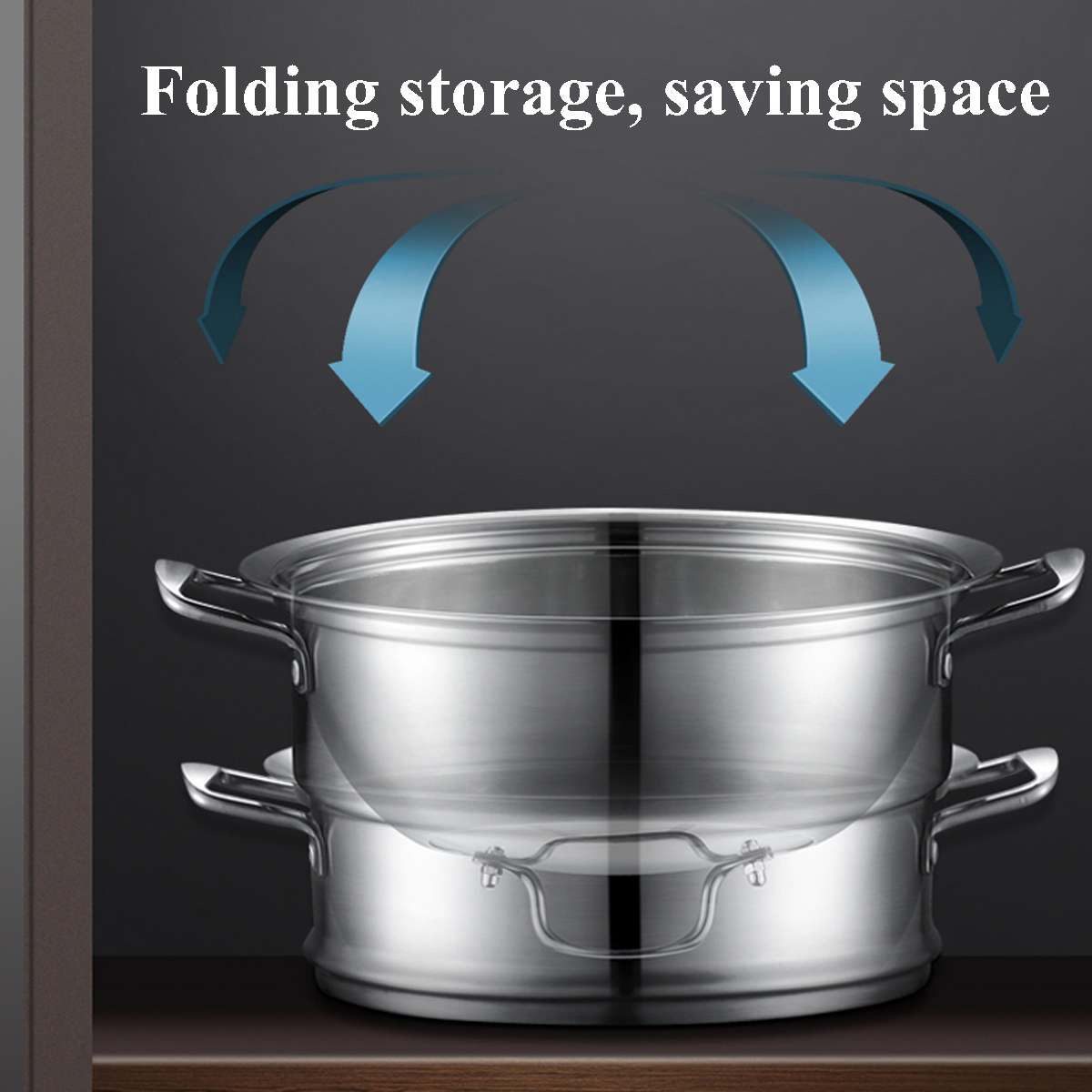 3-layers 410 Stainless Steel Steamer Pot Steaming Cookware Pot Cookware Multifunctional Use, Boil, Steam and Stew Portable