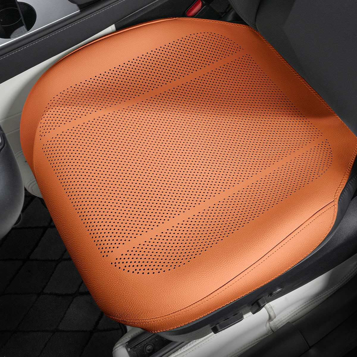 cojín de asiento de coche mejorado, cojín fresco de verano con ventilación, cojín de asiento Universal para las cuatro estaciones, cojín cómodo completamente incluido: Marrón