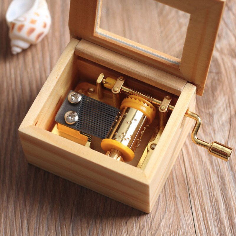 Wood Music Box Handcrank Free Engraving Hand Caixa De Musical Box Happy Birthday Classical Cranked Wooden Home Decor