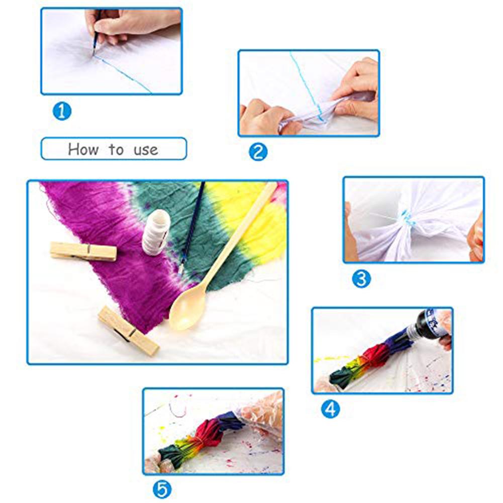 166pcs Tie-dye Kit T-Shirt Fabric Tie-dye Tools Kits With Wood Chips Rubber Bands Gloves Squeeze Bottles Thread Aprons Tools