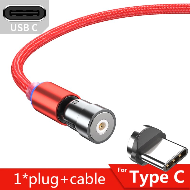1Pcs Magnetische Kabel 540 Graden Draaien Micro Usb Kabel Type C Usb C Kabel Voor Iphone Samsung Snelle Opladen magneet Telefoon Oplader