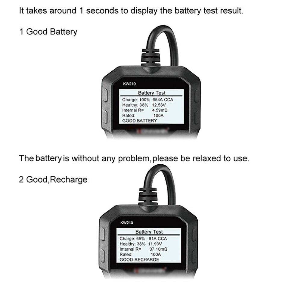 KONNWEI KW210 Automatic Smart 12V Auto Battery Analyzer Car Battery Tester100 to 2000MCA /CCA/CA/BCACranking Car Battery Tester