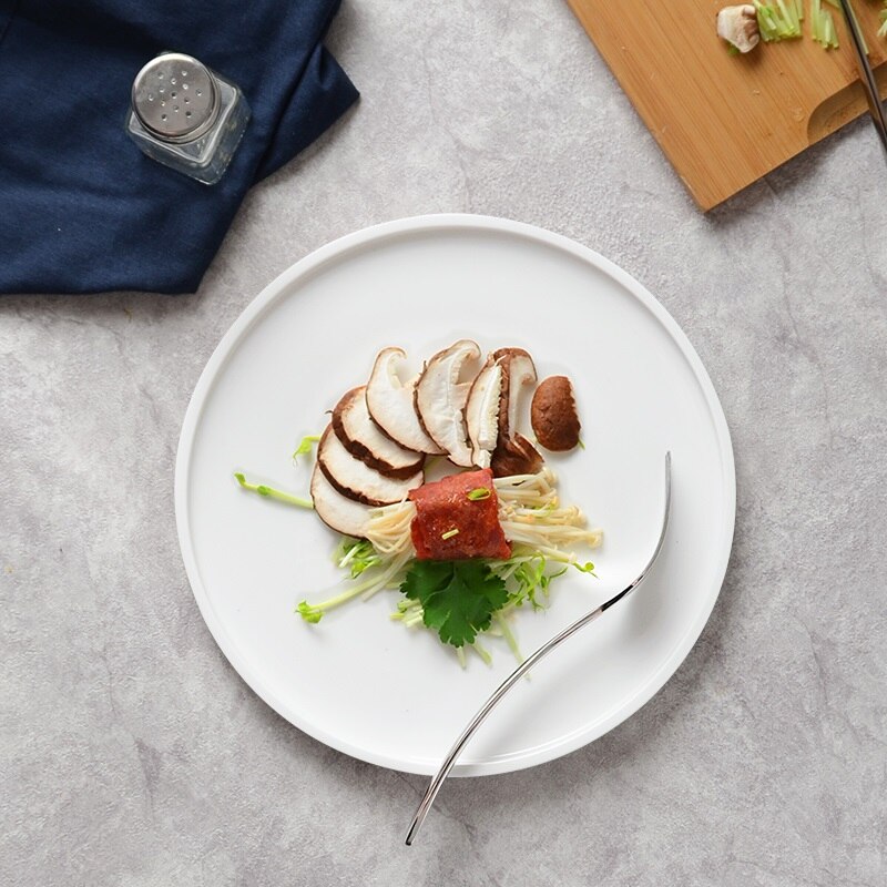 Japan sydkorea stil mat keramiske plader pasta pizza pande runde hvede halm rund tallerken fad frokost middag snacks frugt d