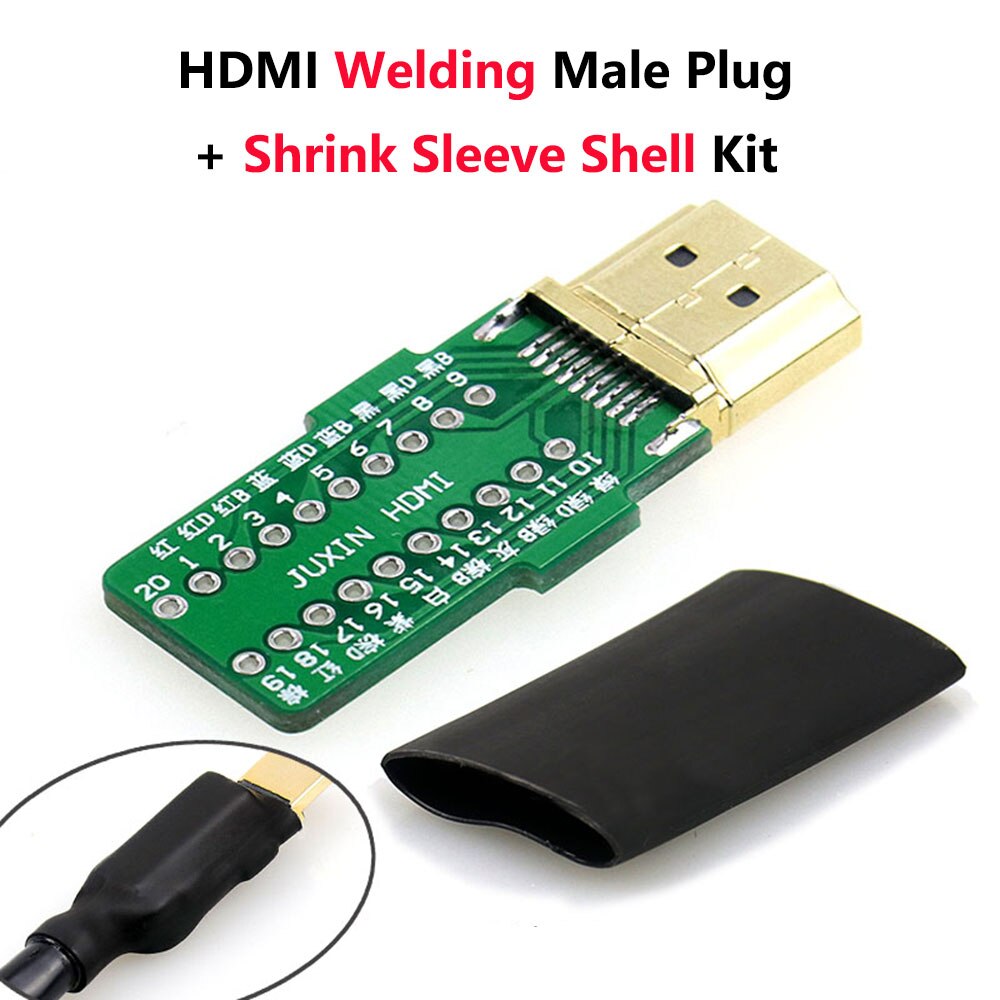Conector HDMI sin soldadura HDMI 2,0 enchufe macho adaptadores de líneas HD DIY soporte 4K 2K 3D HDMI 2,0/1,4/1,3: Sleeve Weld