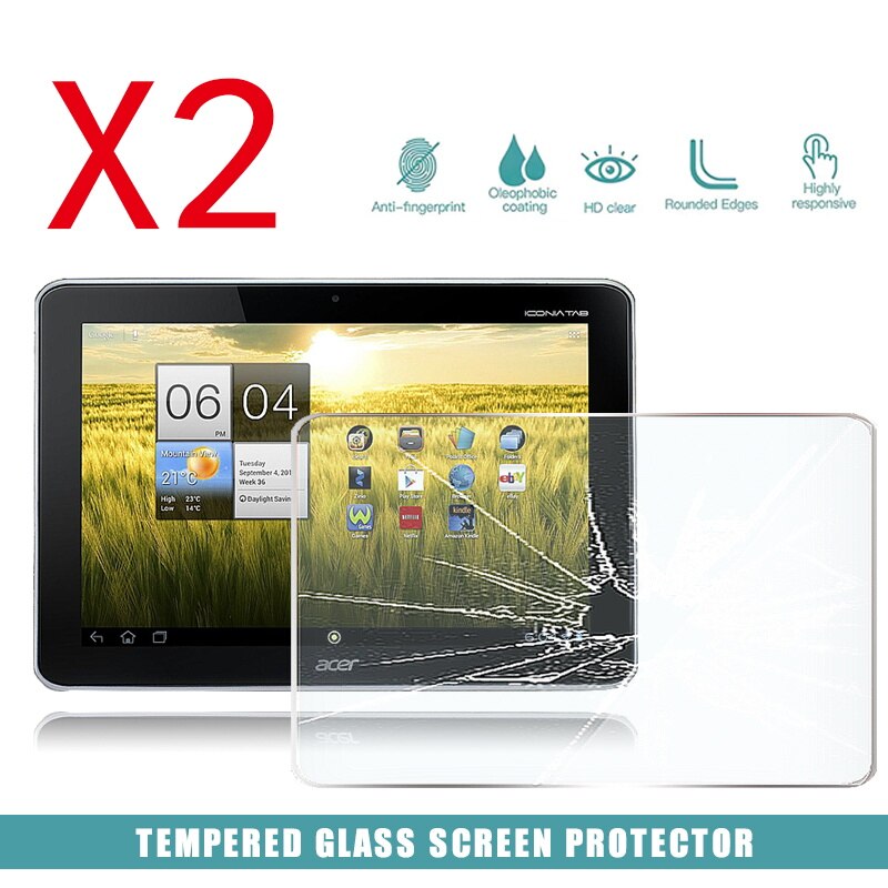 2Pcs Tablet Tempered Glass Screen Protector Cover for Acer Iconia Tab A210 10.1&quot; Tablet HD Anti-Fingerprint Tempered Film