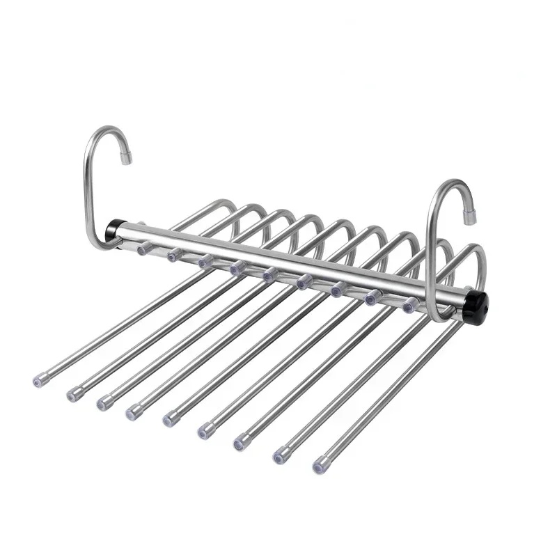 Perchas mágicas plegables para pantalones, 5/9 capas de acero inoxidable, estante para ropa que ahorra espacio, organizador para armario, pantalones vaqueros, bufanda: Verde claro