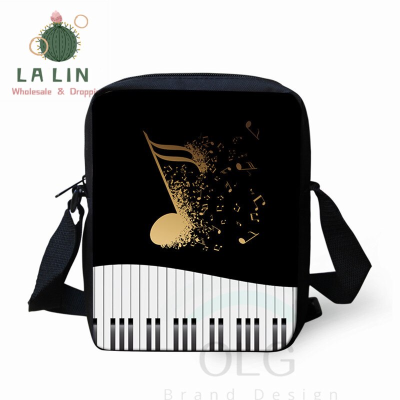 LANLIN Klavier Musik Note Frauen Mini Umhängetasche Handtaschen Teen Mädchen Schulter Schule Taschen Kleine Messenger Tasche Stachel Mochila: Gold