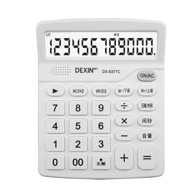 12 Digit Desktop Electronic Calculator with Battery + Solar Dual Power Source T84D: White