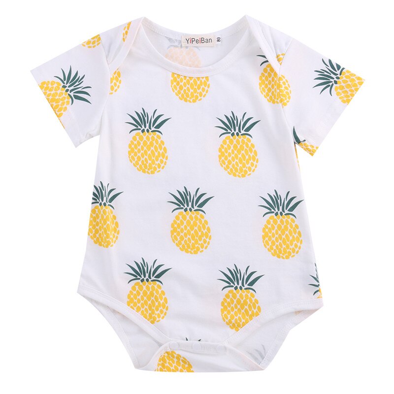 Summer baby boys clothes pineapple cactus pattern short sleeve infant cotton jumpsuit newborn baby girl rompers: 19-24 months / YELLOW