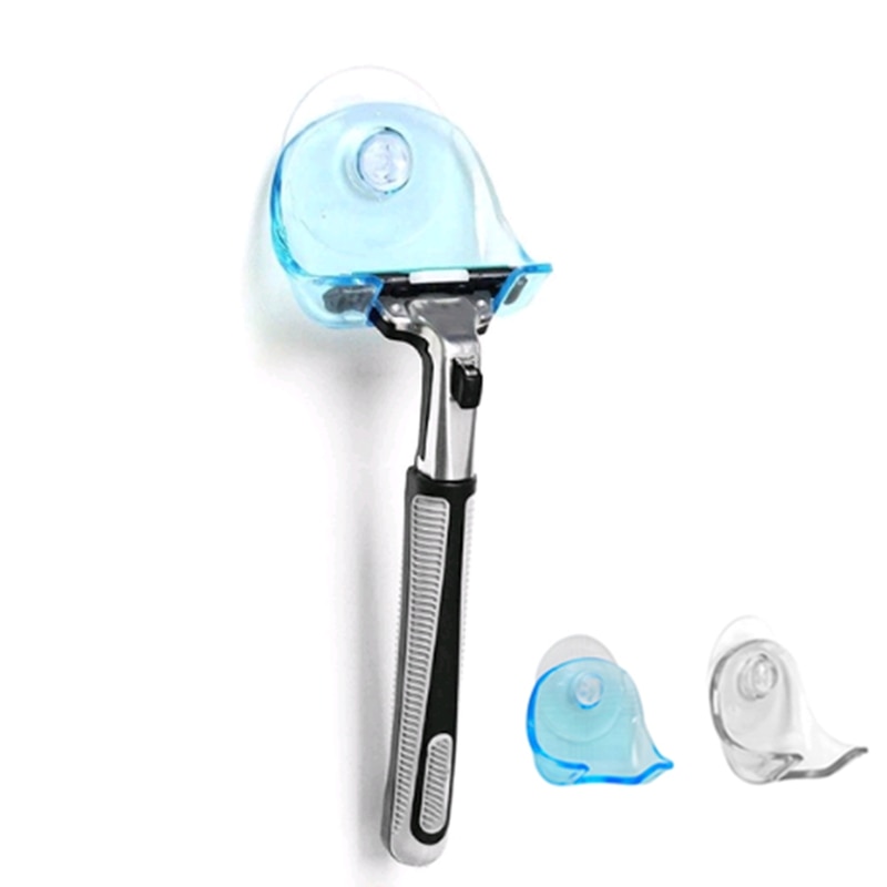 1 stück klar Blau Plastik Super Saugnapf Gestochen Gestell Schlecht Rasierer Halfter Saug Lagerung Rasierer Gestell organizer