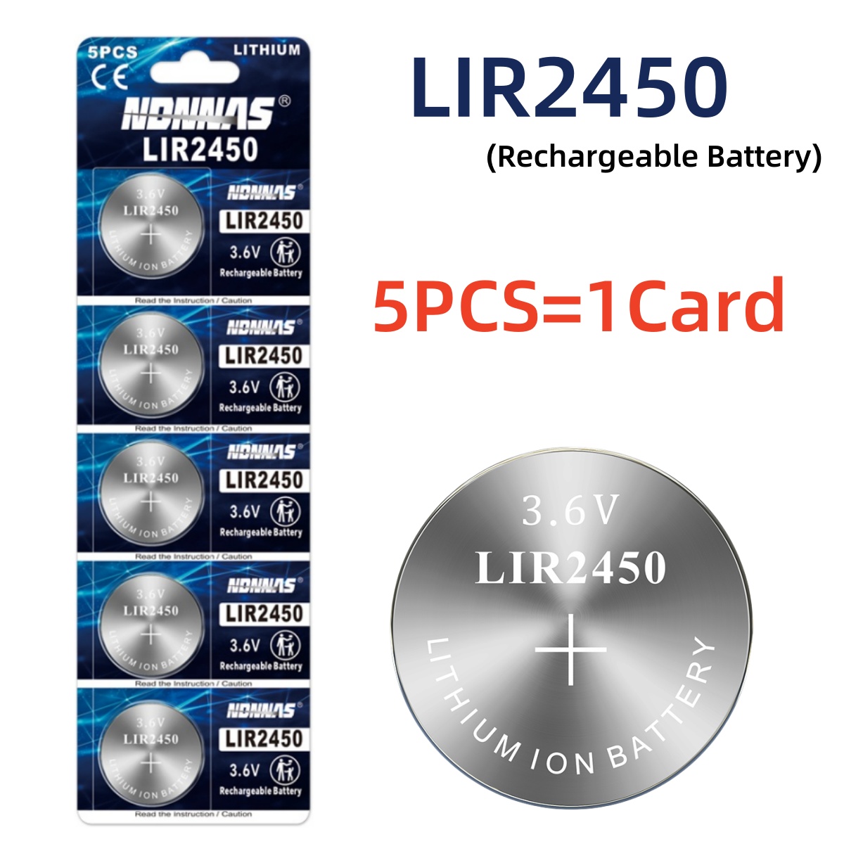 2-10PCS 3.6V LIR2450 Lithium Ion Battery Rechargeable battery replace CR2450: green