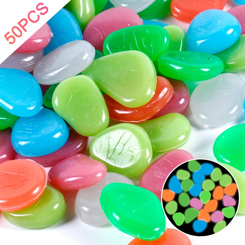 25/50Pcs Glow in the Dark Garden Pebbles Glow Stones Rocks for Walkways Garden Path Patio Lawn Garden Yard Decor Luminous stones: colorful 50 pcs