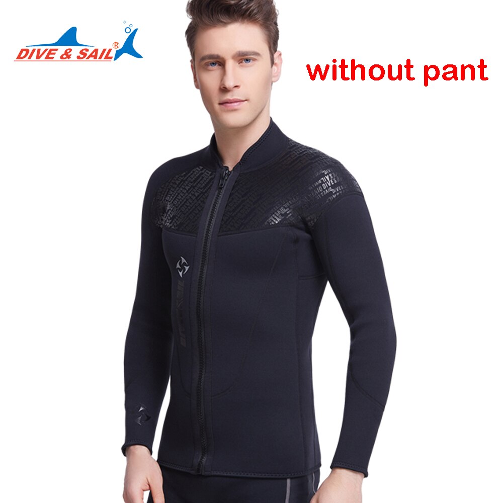 Dive&Sail 3MM wetsuit jackets top men long sleeve neoprene front zipper surf Dive Jacket Wet Suit Winter Swim Warm size s- xxxL: 4135 without pant / XXL