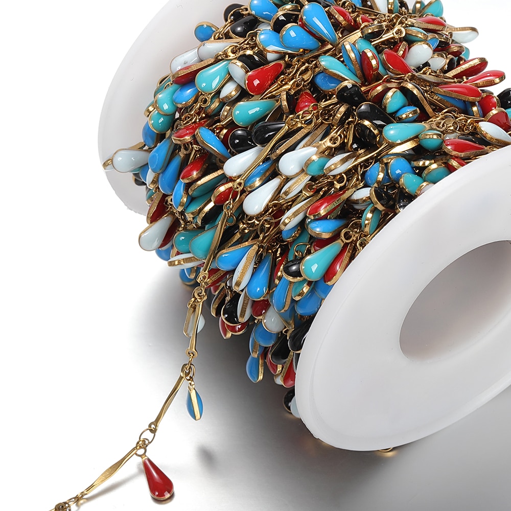 1Meter Kleurrijke Ketting Ster Gouden Ketting Rvs Enamel Ketting Accessoires Voor Sieraden Maken Componenten Diy Ketting