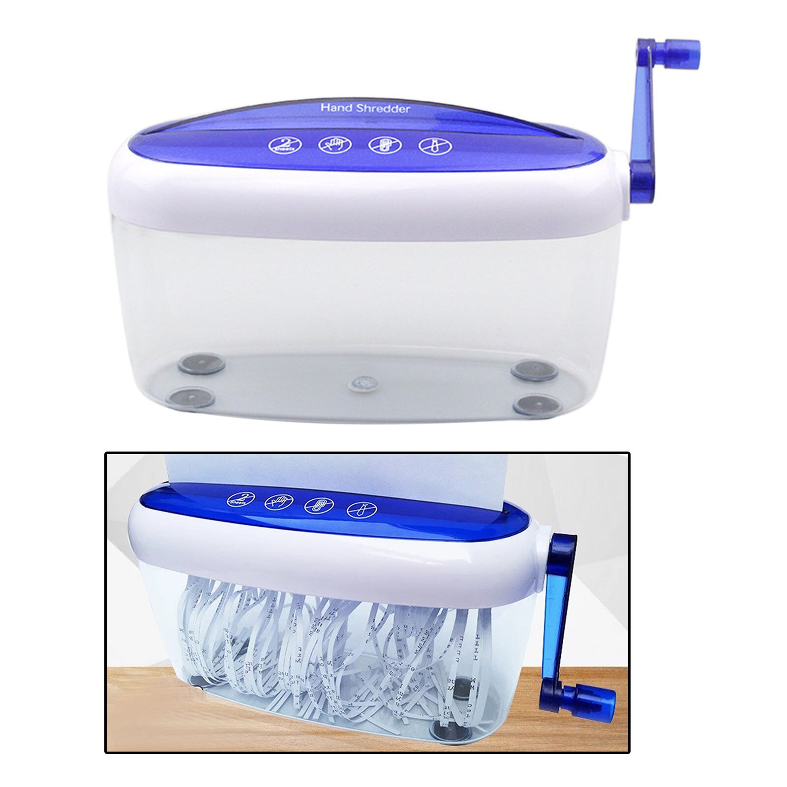 A4 Mini Hand Crank Shredder Crusher Paper Documents Cutting Machine Office Home Manual Paper Shredder: Blue