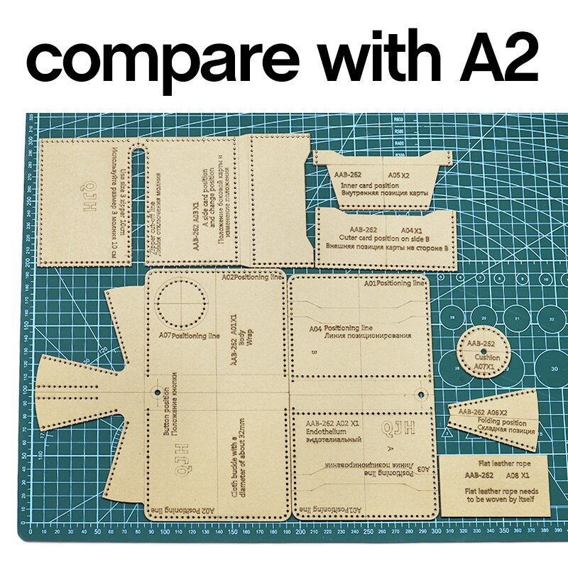 Leather Craft Personality Short Wallet Zipper Bag Sewing Pattern Hard Kraft Paper and Acrylic DIY Template 9cm*10cm