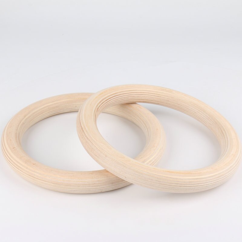 Indoor Gymnastics Fitness Sports Rings with Straps Wooden Rings Set Home Home Gym Fitness Pull Ups Strength Training Equipment
