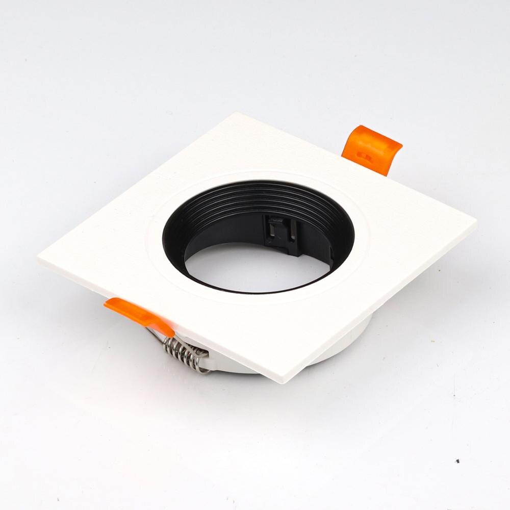 Plastic Ronde Vierkante Verstelbare Led Inbouw Plafond Down Light Montage Frame Voor MR16 GU10 Spot Lamp Armatuur Behuizing: Square-White-Black