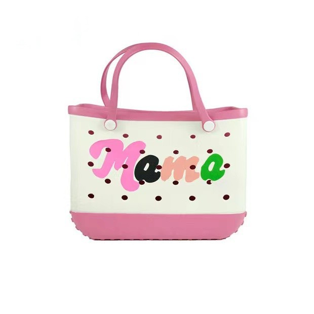 Cesta para exteriores, bolsa para mascotas, bolsa grande con agujero de EVA, bolsa de almacenamiento para playa, bolso de hombro con filtro de agua hueco impreso de gran capacidad: Caqui oscuro