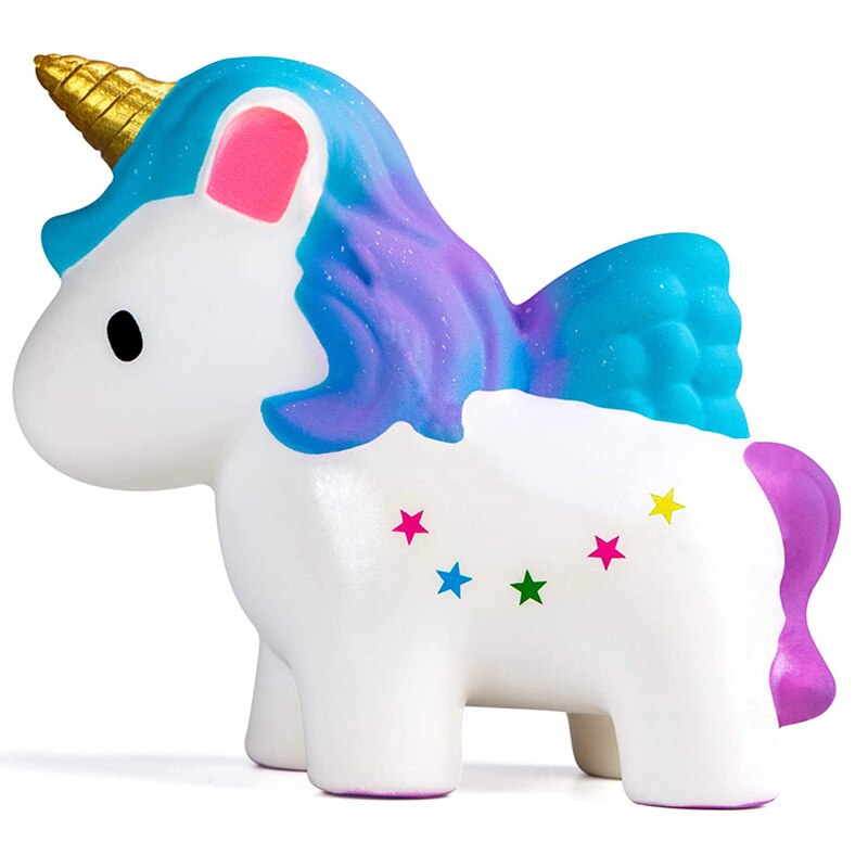 Jumbo kawaii farverig enhjørning squishy dyr squishies langsomt stigende stressaflastning klem legetøj til baby børn jul: Default Title