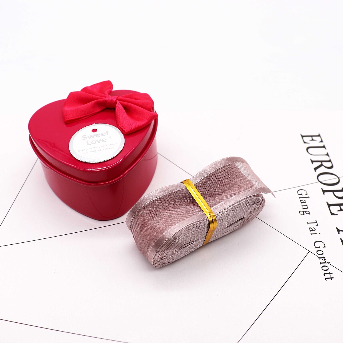5M 25mm Satin- Rand Organza Band für Hochzeit Party Dekoration Band Handgemachte Verpackung Haar BöGen DIY Weihnachten Band: 10