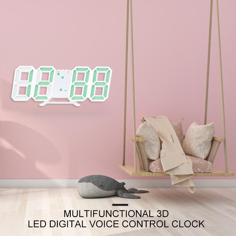 6 farver 1pc 3d stereo elektronisk ur soveværelse skrivebord smart led digitalt vækkeur boligindretning multifunktionelt plast stemmeur