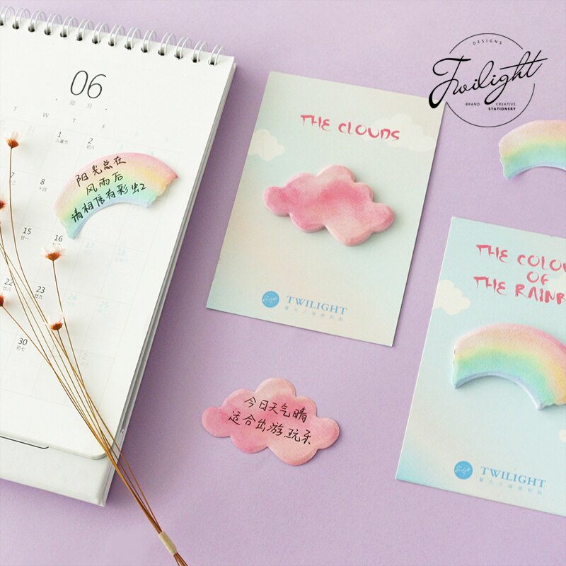 30 Sheets/pad Regenboog en Cloud Sticky Note Memo Pad Kantoor Planner Sticker Papier Briefpapier Schoolbenodigdheden