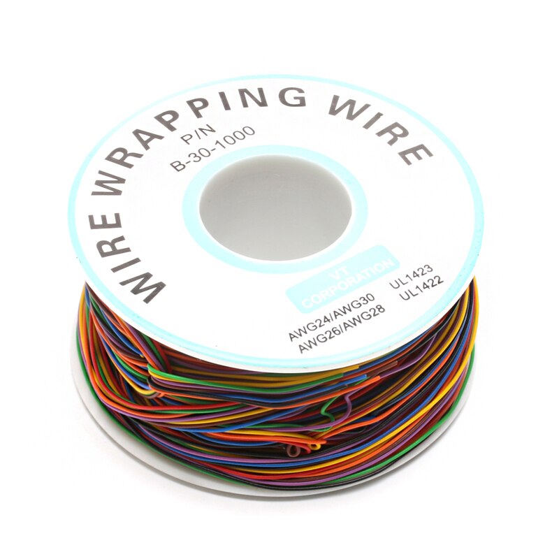 Eine Rolle 8 Farben 30AWG Kabel Verpackung Draht, Verzinnt Kupfer Solide, PVC isolierung