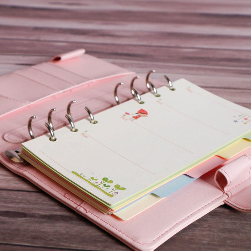 5pcs/set A5 A6 A7 Page 6 Holes Inside Pages Dividers Planner Papers Spiral Notebook Filler Paper Loose Leaf Separator