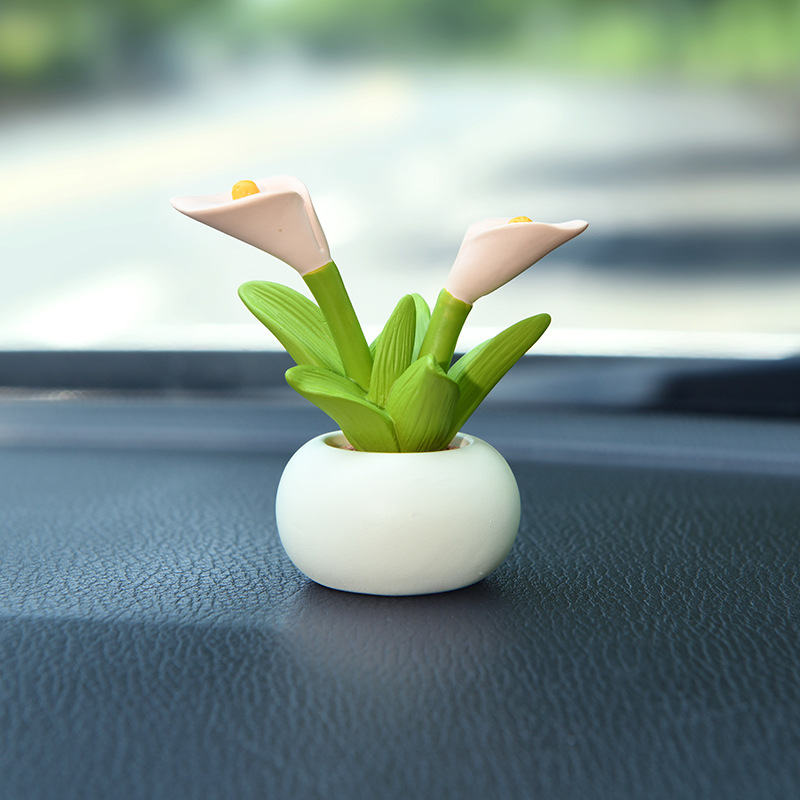 Mini flower pot decorative item, resin decoration, suitable for use on a work desk or as a small decorative item for a cross-bor: Creamy White