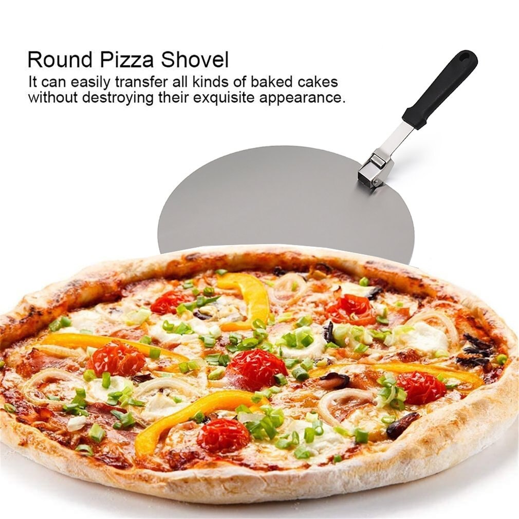 Round Pizza Peel Stainless Steel Pizza Peel Household Pizza Wheel Cutter With Handle Baking Pizza Shovel Kitchen Gadget