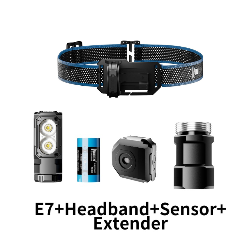 Wuben  e7 genopladelig letvægts pandelampe og lommelygte 1800 lumen: Rgb