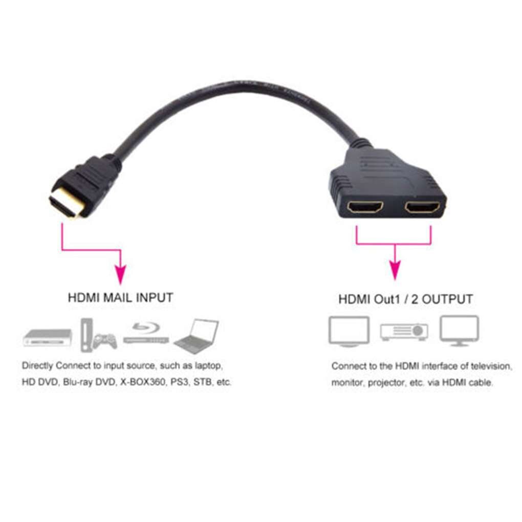 Hd 1 Male Naar Dual Hd 2 Vrouwelijke Splitter Kabel Converter Video Adapter Hd Switch Voor Pc Display