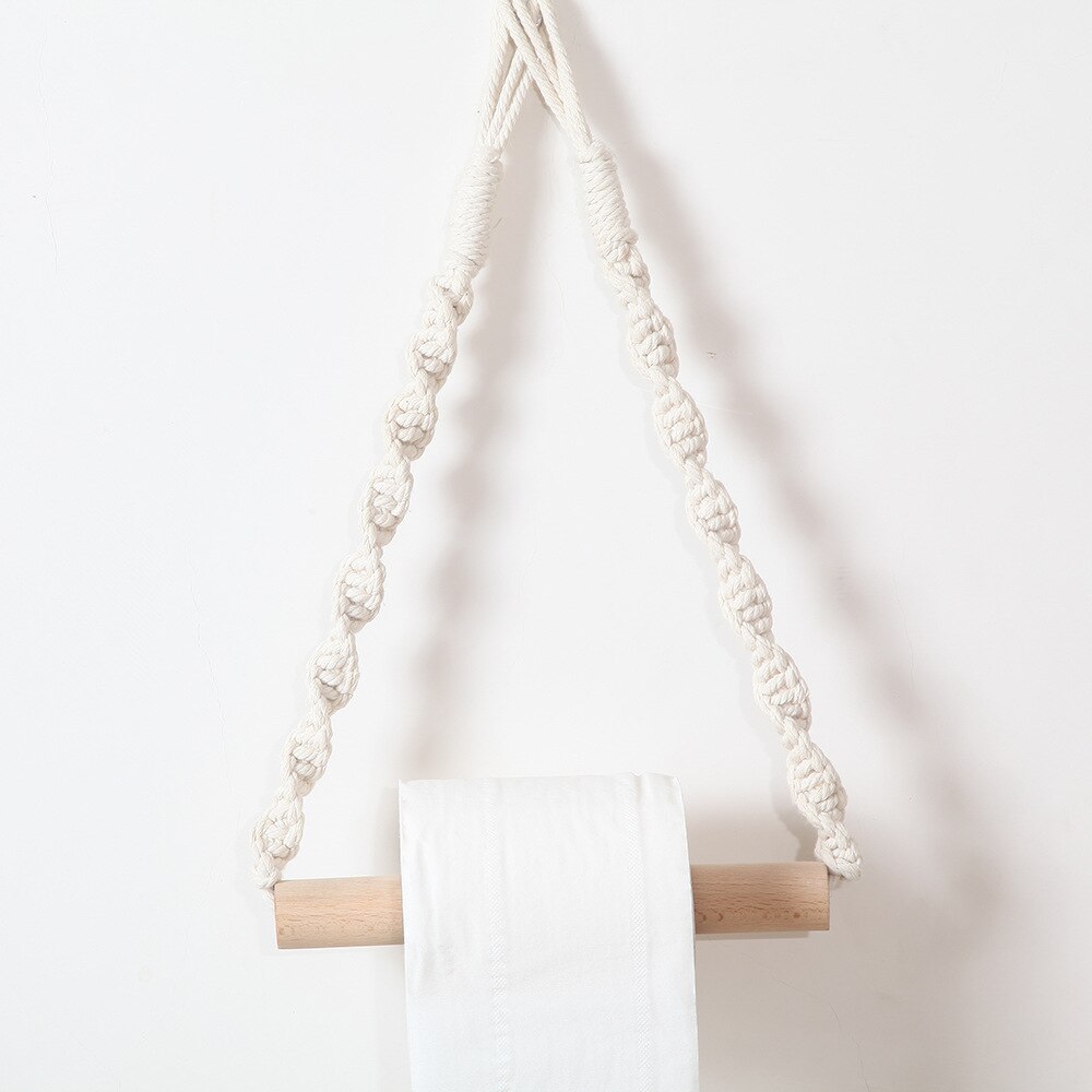 Nordisk boheme papirhåndklædeholder gobelin macrame væg hængende værelse indretning badeværelse hotel homestay toilet opbevarings dispenser 1pc