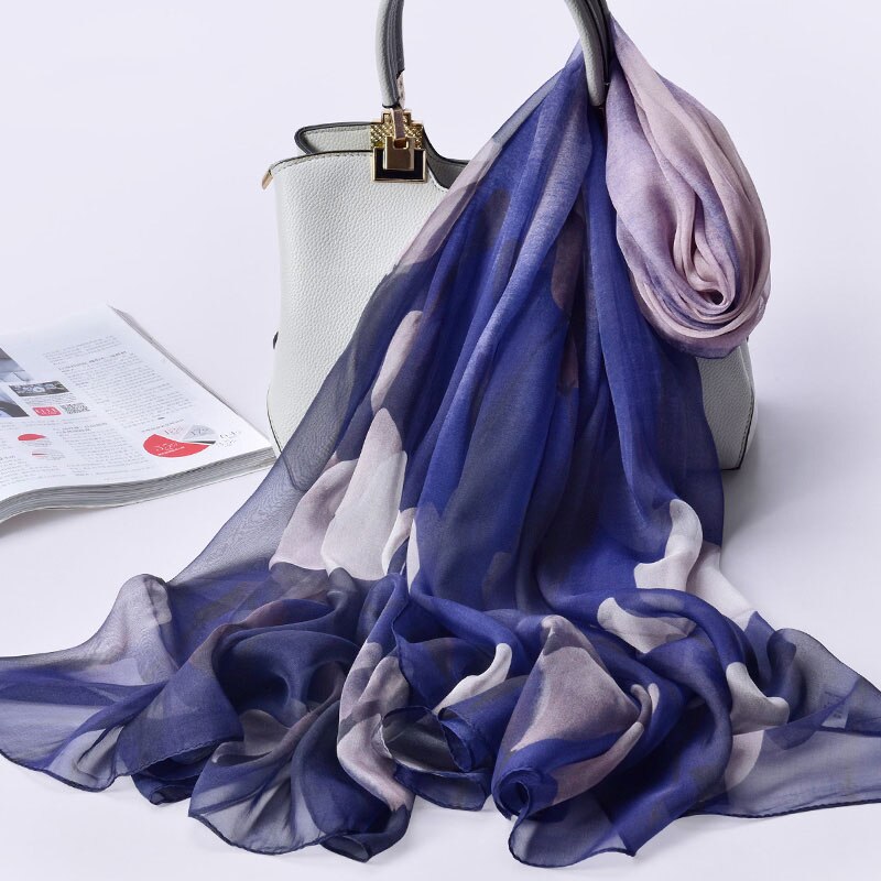 100% Echte Zijde Sjaal Voor Vrouwen Natuurlijke Zijde Sjaals Wrap Voor Dames Luxe Print Grote Pure Zijden Sjaal foulard: Color 10