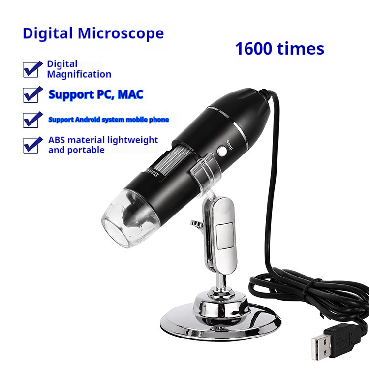 Digital Usb Microscope Three In One 1000X Electron Microscope 1600X Maintenance Magnifying Glass: Orange