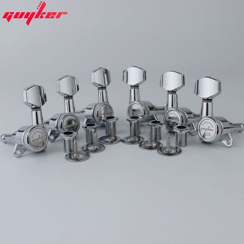 1 sæt guyker chrome locking guitar machine heads tuners gear ratio 1:18 made in korea