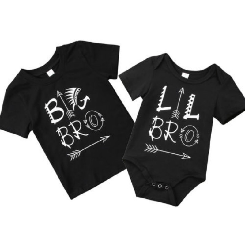 Mode Kinderen Baby Boy brief print Top Little/Grote Broer T-shirt Tee Katoenen Kleding