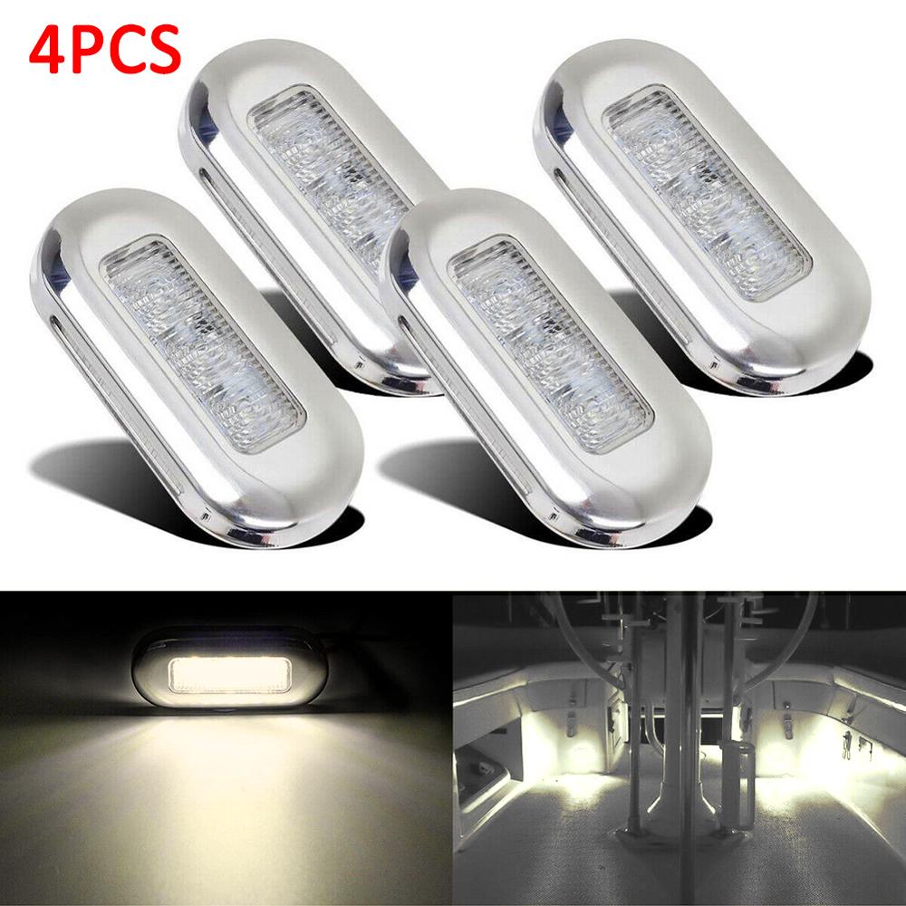 4pcs Boat Marine Grade 12V Large Waterproof Cool Blue LED Courtesy Lights Stair Deck: 12V  Warm White