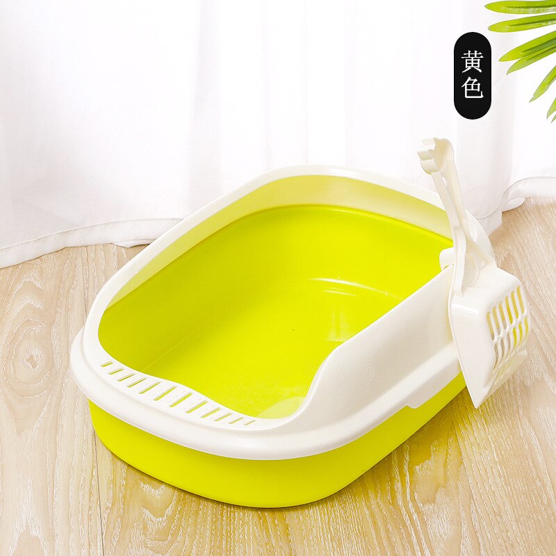 2pcs/Lot Dog Cat Litter Box+Sandbox Scoop Pet Products Cat Poop Tray Cleaning Box Toilet For Cats Pet Accessories: Yellow