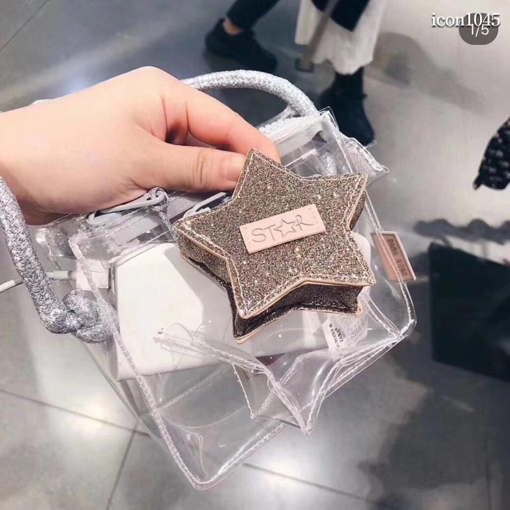 ZA Jelly Kids Bag Girls Transparent Star Plastic TPU Material Messenger Bag Lady Shoulder Bag
