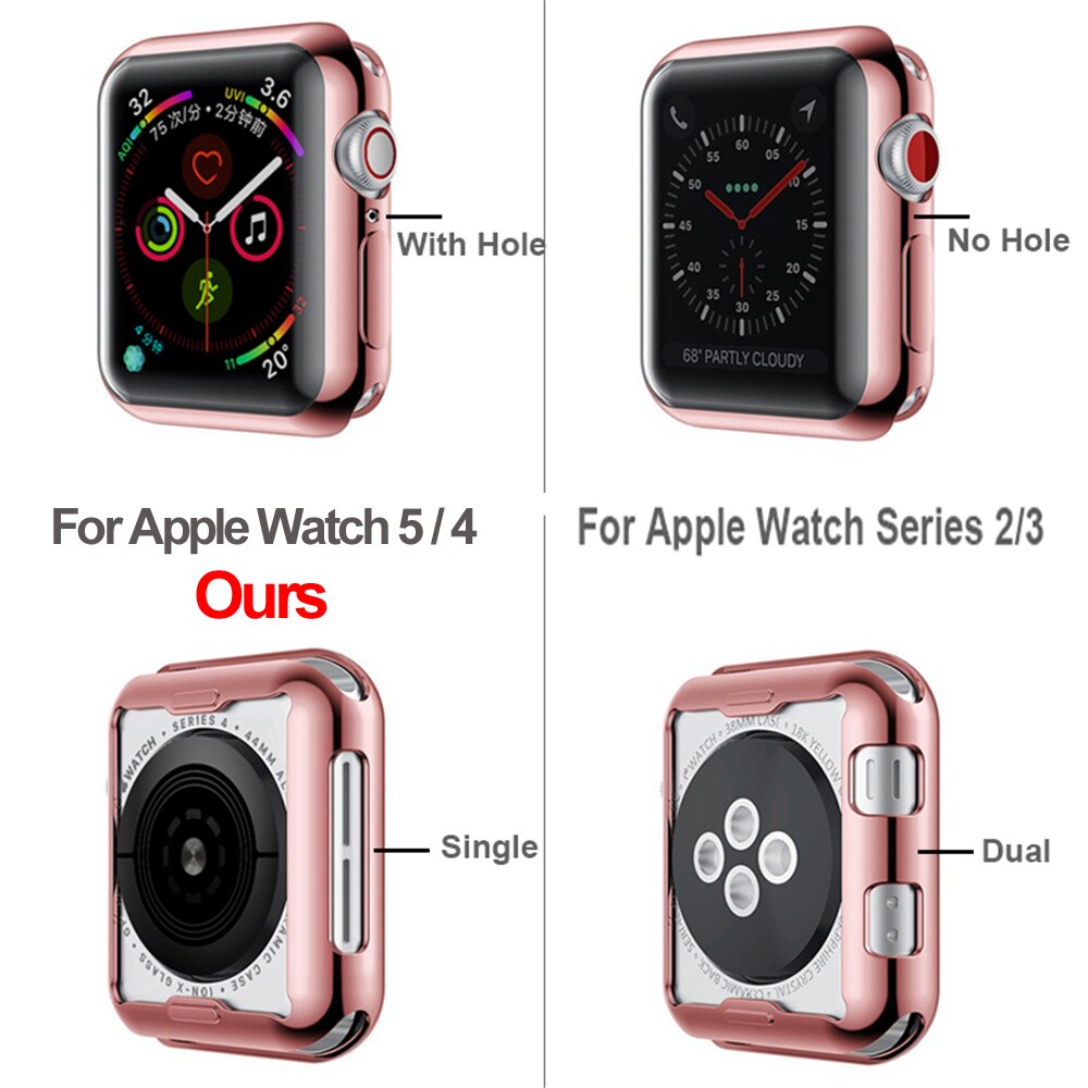 Blødt galvanisk tpu etui smart watch skærmbeskyttere ultra tynde fuld dækning beskyttelsescover til apple watch 5 4 40mm 44mm
