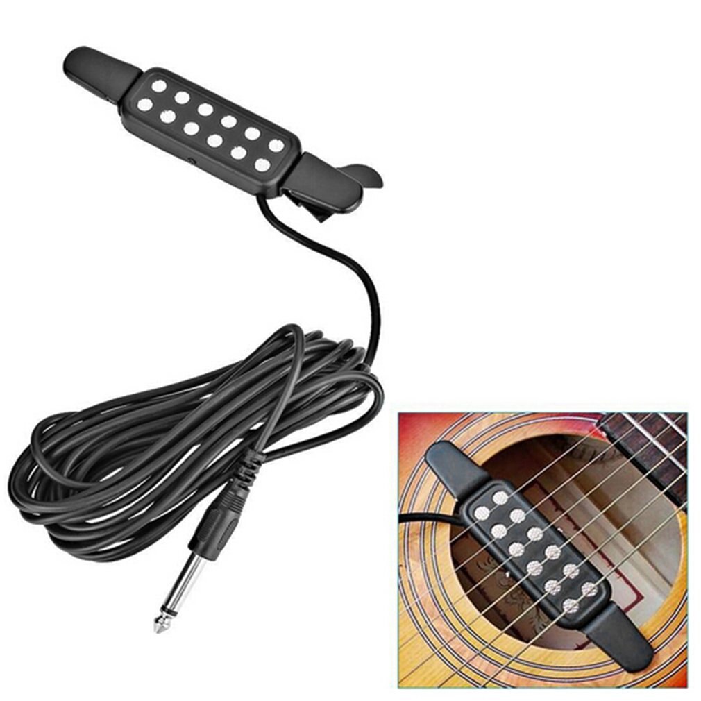 12 Hole Clip On Sound Pickup Microphone Wire Amplifier Speaker For Acoustic Electric Guitar Transducer Guitar Accessories