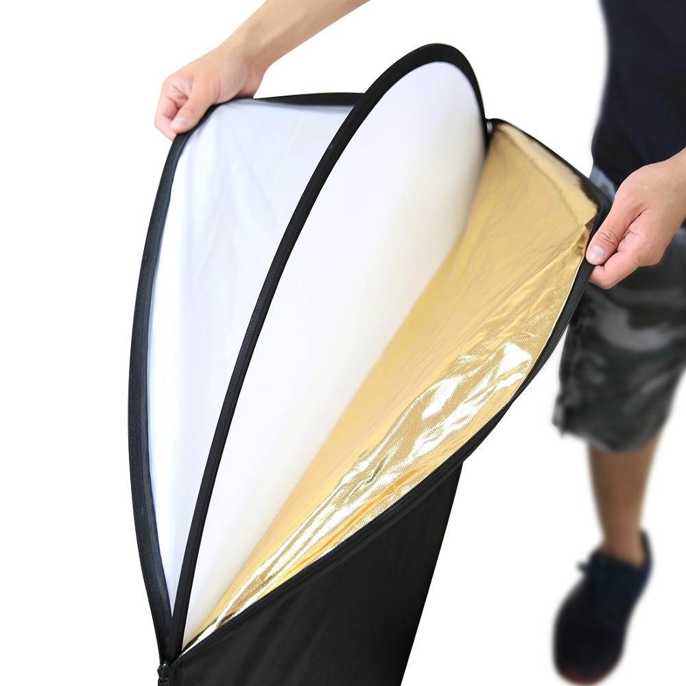 Puluz 110cm vikbar fotostudio reflektorskiva 5 in 1 ( silver/genomskinlig/guld/vit/svart) reflekterande studiofotoskiva diffuer