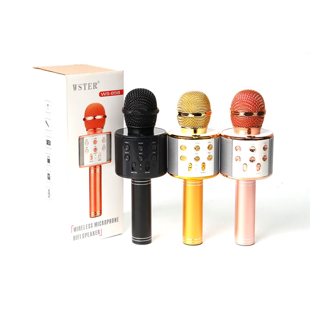 Handheld Wireless WS 858 Microphone Amplifier Speaker Music Playing Singing Speaker Player Bluetooth KTV Karaoke microphone