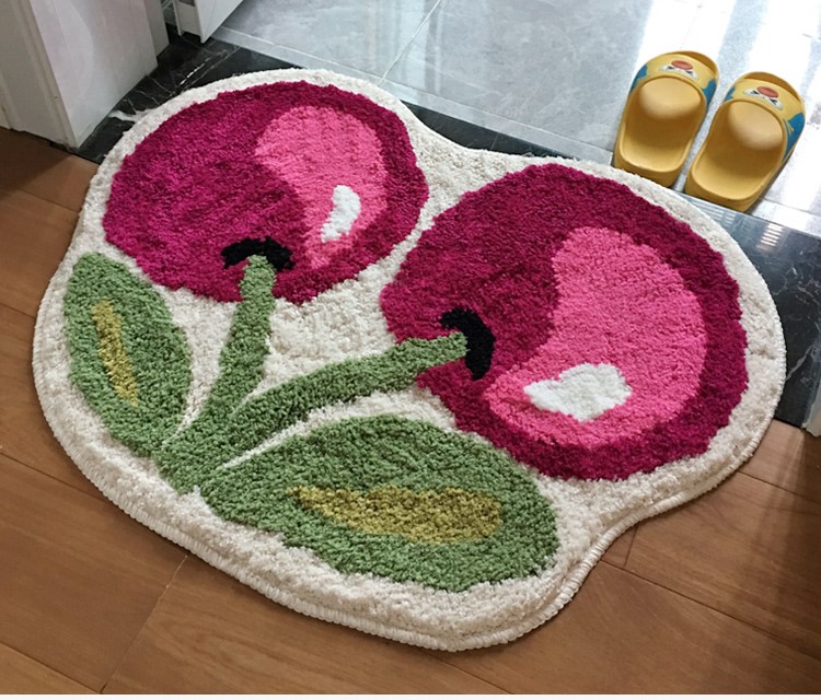 Alfombra de Tufting de cereza para puerta, alfombrilla suave y gruesa, esponjosa, absorbente para baño, inodoro, cocina, entrada, alfombrilla para pies: Default Title