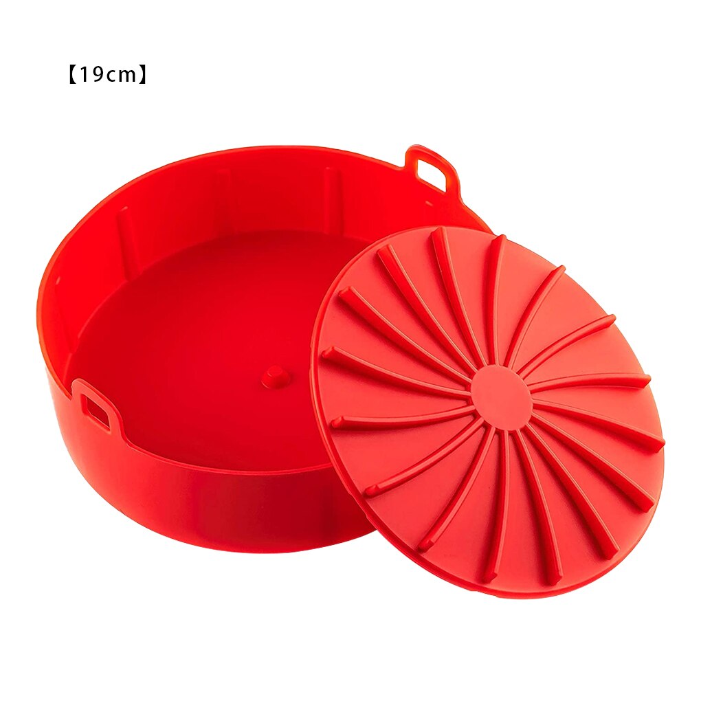 Silicone Grill Pan Bread Cake Mat Multifunctional Air Fryer Basket Accessories Bread Cake Pizza Microwave Baking Basket Pot Mat: red 19CM