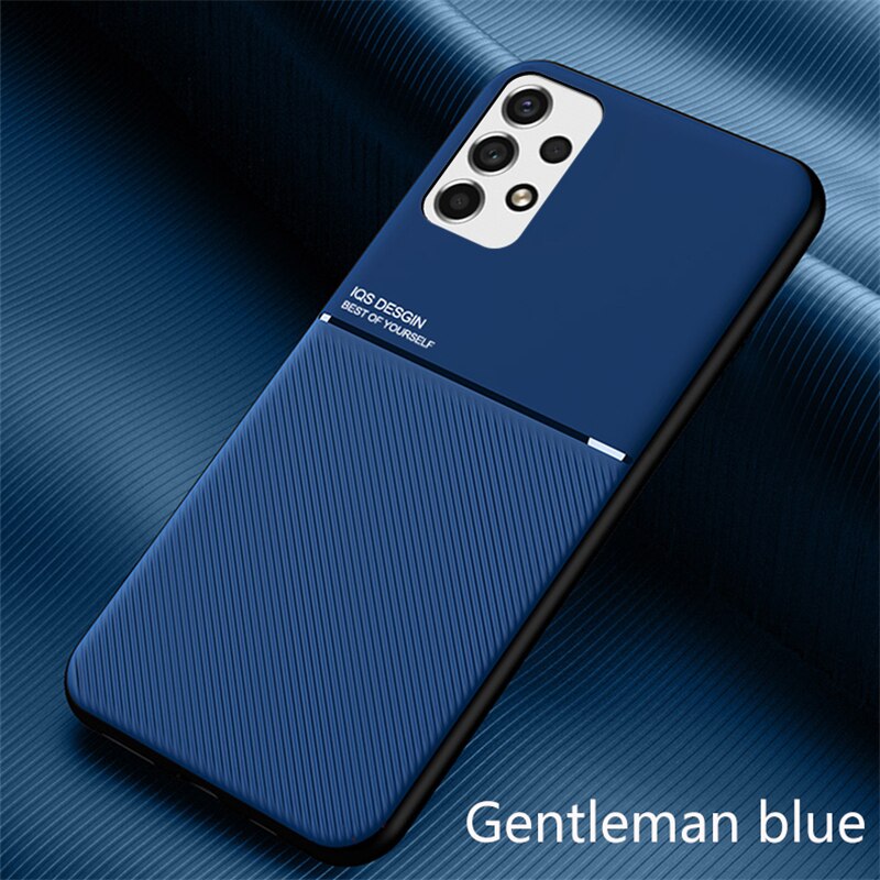 Voor Samsung Galaxy A53 5G A13 Luxe Slim Leather Texure Shockproof Armor Magnetische Houder Telefoon Case Voor A13 Zachte siliconen Cover: For Galaxy A13 / blue