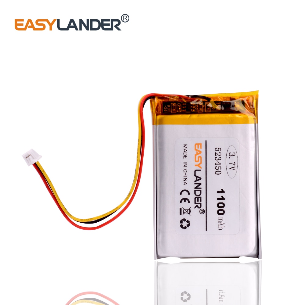 3 thread 523450 3.7V,1100mAH,PLIB; polymer lithium ion / Li-ion battery for GPS,mp3,mp4,mp5,dvd,bluetooth,model toy