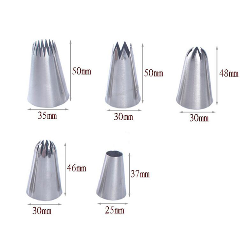 Khgdnor 5 Stks/partij Cake Nozzles Rvs Cake Cupcake Decoratie Kits Cookie Mold Piping Icing Nozzles Bakken Tips